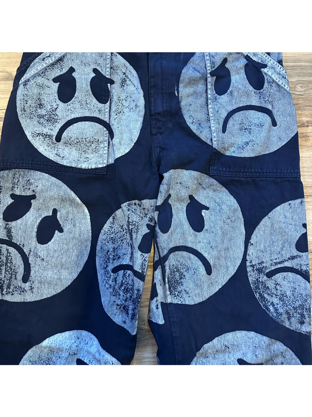 Big Bud Press Navy and Light Blue Smiley Print Overalls